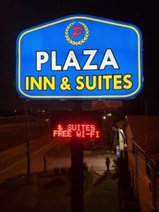 plaza inn and suites LED sign